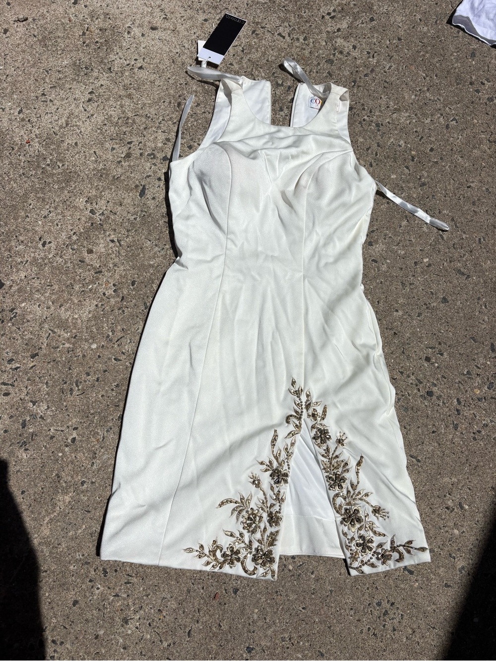 Colors Prom White Embellished Sleeveless Dress